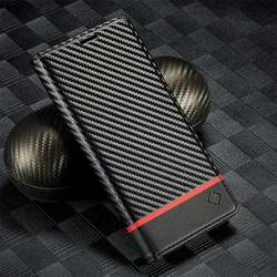 Carbon Fiber Magnetic Flip Leather Wallet Case, Soft Protective Cover for Xiaomi 15T (T2)