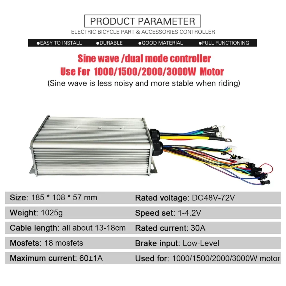 48V-72V JN-60A 1000W-3000W Motor Dual Controller For Electric Bicycle Scooter Bicycle Scooter Lithium Electric Modification Part electric scooter controller