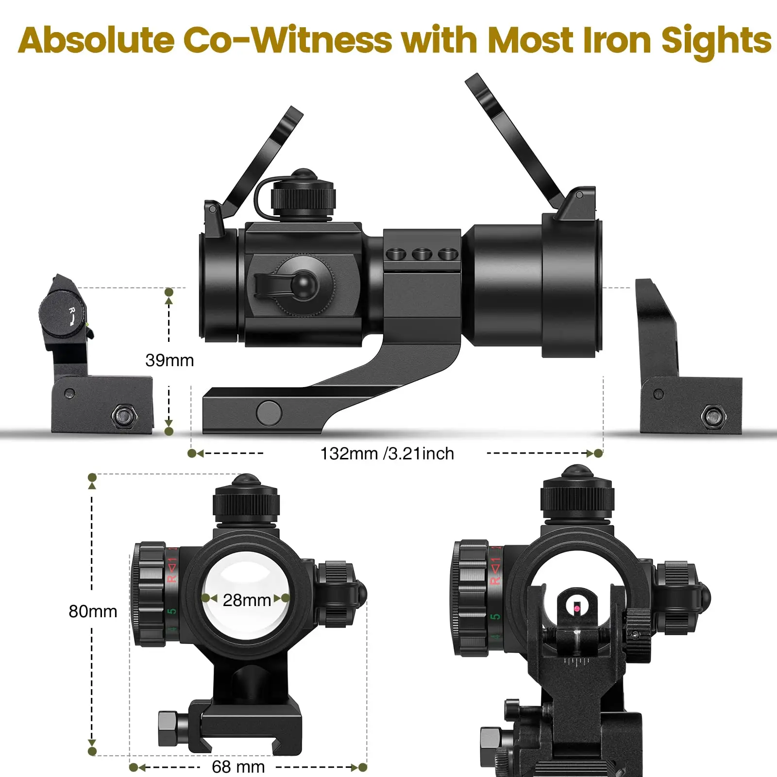 Rifle 4MOA 1X 30MM Red Green Dot Scope Unlimited Sight for 20mm Cantilever Mount