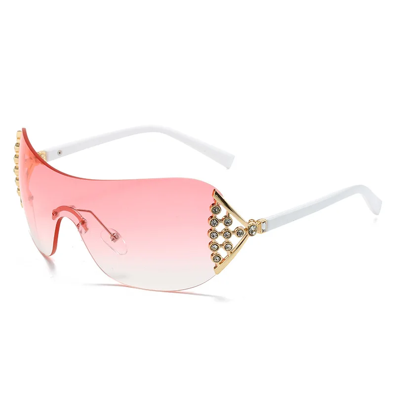 

Солнцезащитные очки Y2K женские без оправы, роскошные брендовые дизайнерские модные солнечные очки с бриллиантами в винтажном стиле, с защитой от ультрафиолета, в стиле панк