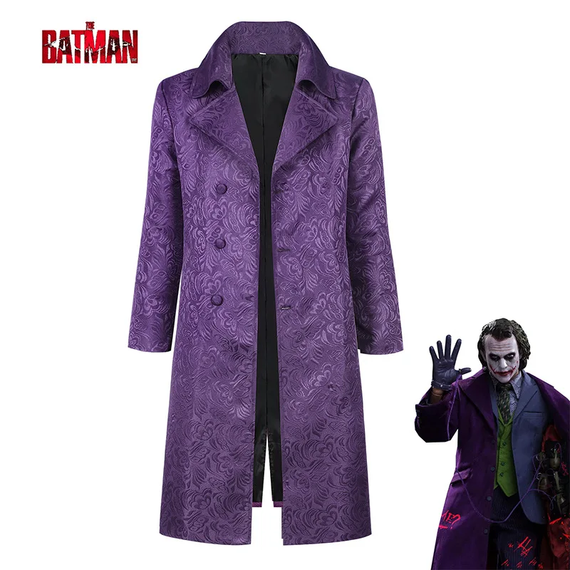 Halloween Adult Jacket Jared Leto Joker Cosplay Kосплей Costume Disfraz Men Purple Long Coat Trench Clown Outfit