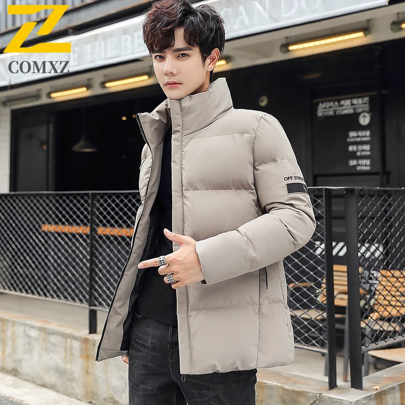 ​Men Solid Color Cotton Jacket Autumn Winter Loose Fit Coat Warm Thickened Outerwear Waterproof Windproof Casual Sports Workwear