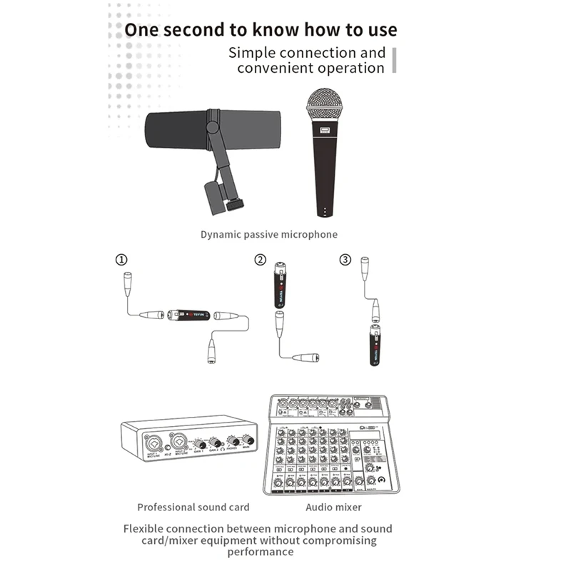 TEYUN 1 PCS Q2 Microphone Dynamic Preamplifier 28Db Gain Dynamic Mic Amplifier 48V Metal Structure Q-2 For Live