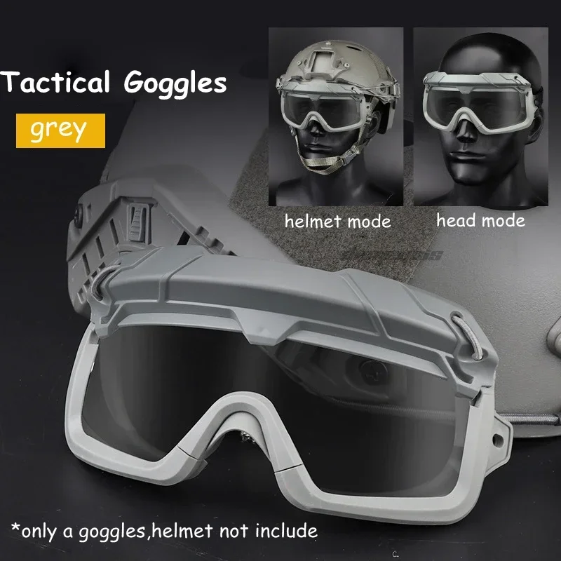 Tactical Goggles Outdoor Airsoft Paintball Shooting Safety Eye Protection 2 Modes Glasses Head Wearing or Helmet Wearing