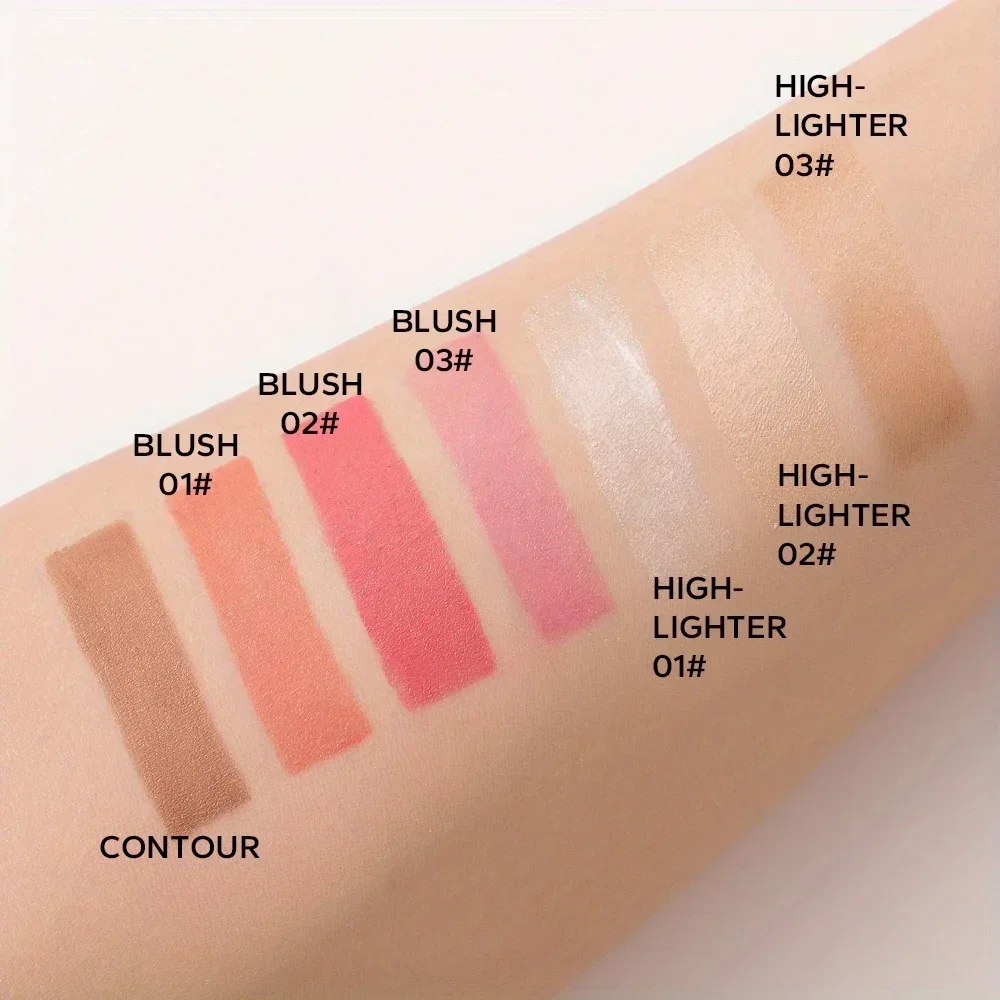 3pcs Makeup Set, Blush Liquid, Highlighter Liquid, Contour 3pcs Multicolor Multifunctional Cosmetics Set for Novices