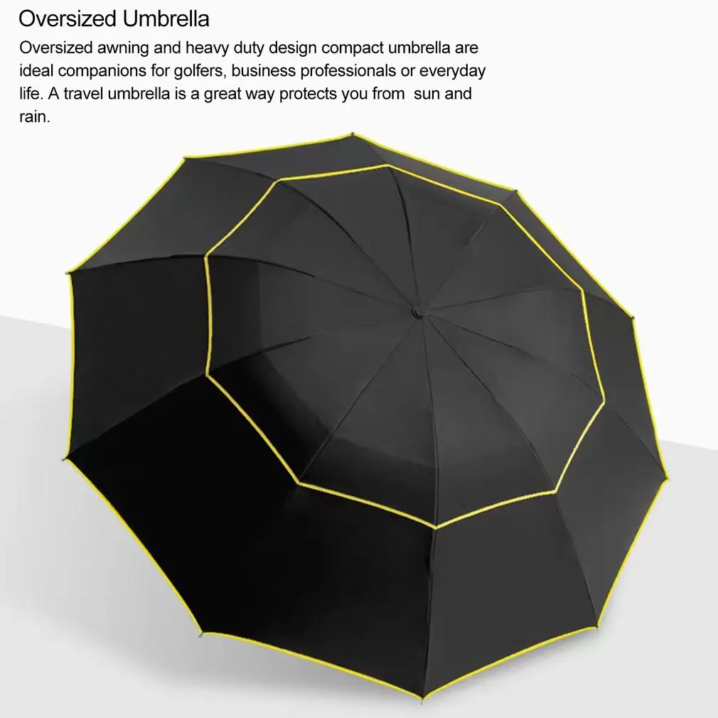 

Складной компактный зонт большого размера с двойным верхом для гольфа вентилируемые водонепроницаемые дорожные дышащие зонты для женщин и мужчин подарок