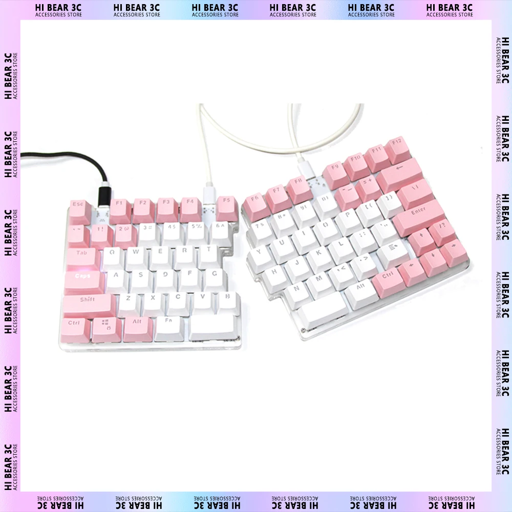 

Split Keyboard 78keys Wired Mechanical Backlit Keyboard Pink Left and Right Hand Custom Programming Pc Gamer for Laptop for Pc