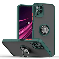 Magnetic Finger Ring Holder Matte Silicone Phone Case with s Capa for Revvl 6 5G (Dark green)