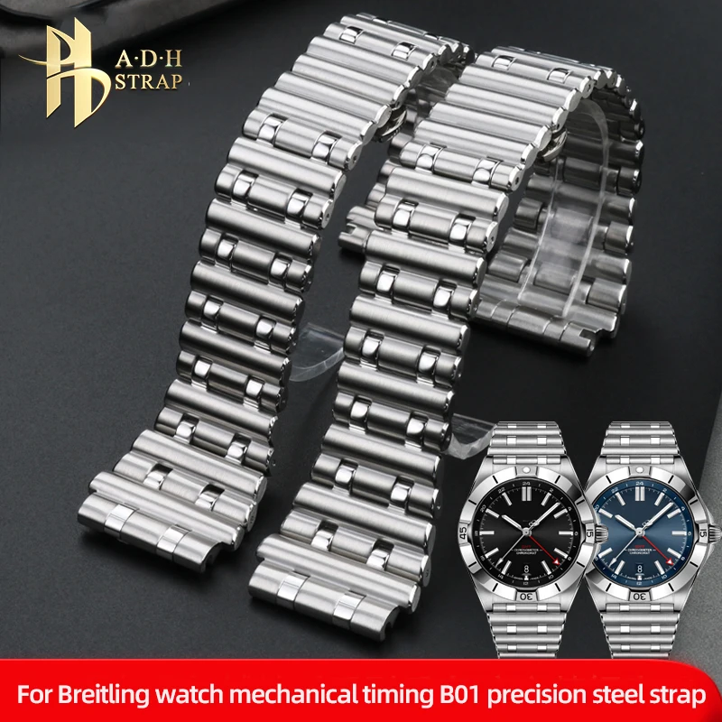 Per Breitling Chronomat Muslimah B01 Catena Per Orologi In Acciaio Di Precisione Solida Interfaccia Maschile Cinturino In Metallo In Acciaio Inossidab