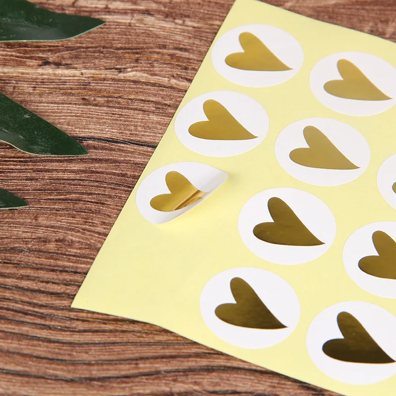 160pcs Transparent Gold Heart Adhesive Sticker Cute Sealing Label for Baking Small Business Package Envelope Seals Gift Decor