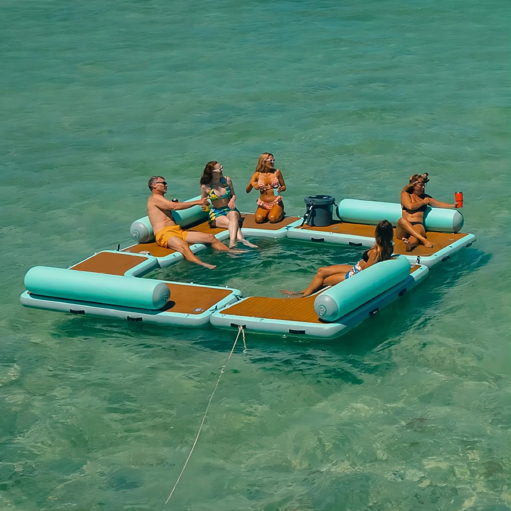 Swimming Water Inflatable Pontoon Boat Fishing Floating Platform