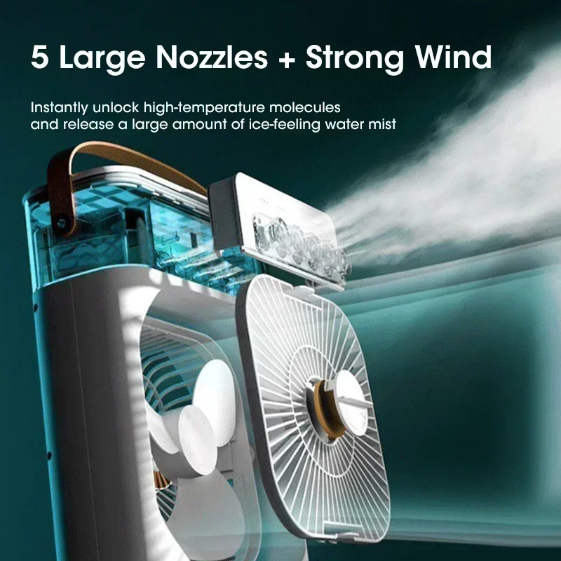 3-in-1 Portable USB Rechargeable Mist Fan Humidifier LED Night Light for Home Office Travel Desktop