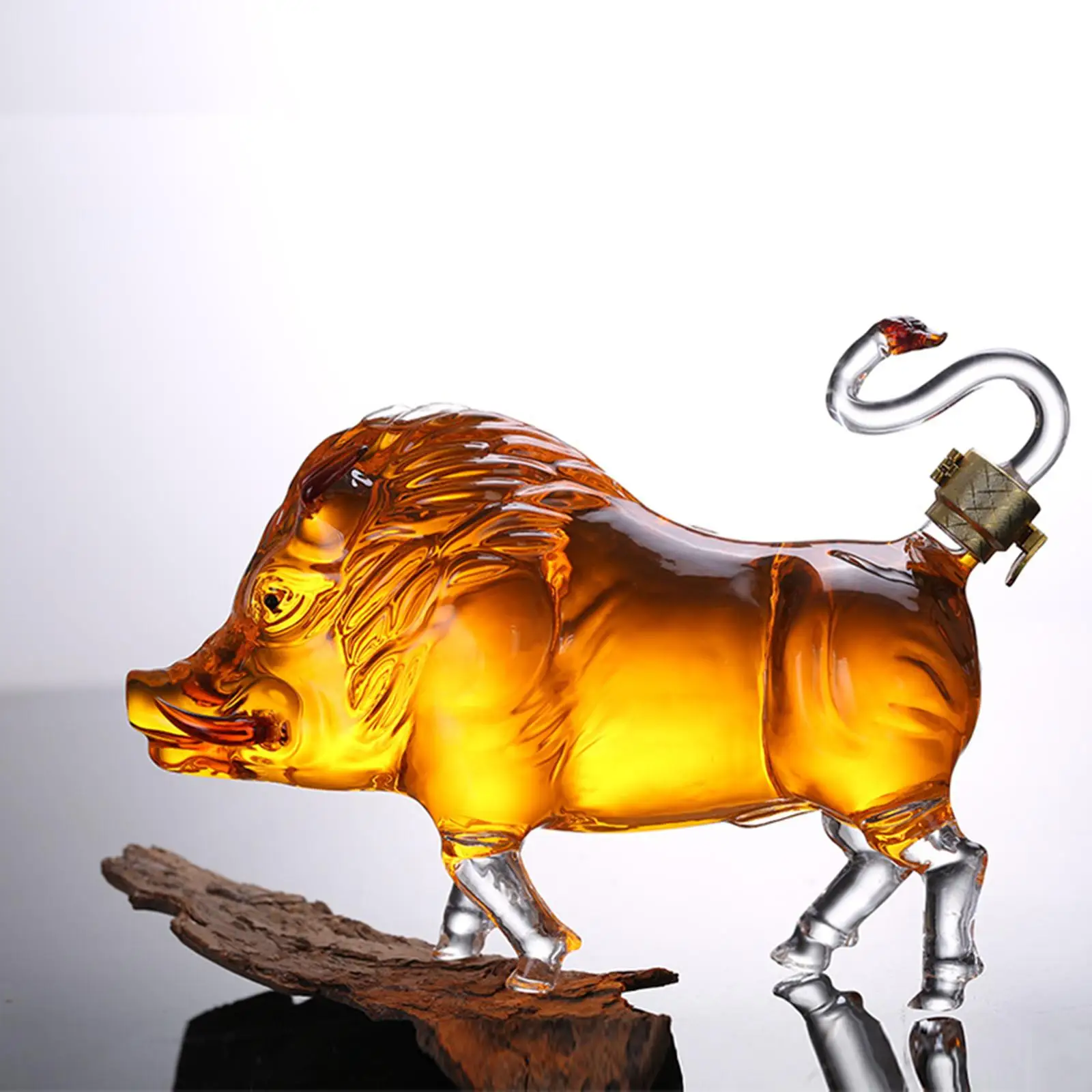Animal Decanter Liquor Decanter Bar Supplies Glass Gift Reusable Clear Boar Shaped Style for Home Bar Party 1000ml whiskey decanter set sake decanter