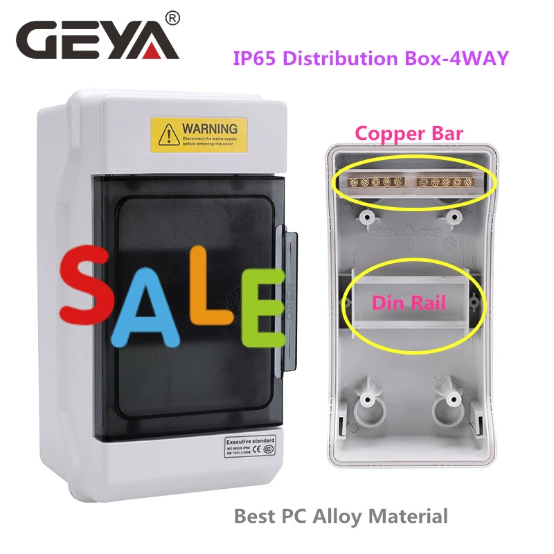 

Big Sale GEYA 4/9/12/18Way IP65 Waterproof Electrical Distribution Box Circuit Breaker Power Junction Box with Copper Bar