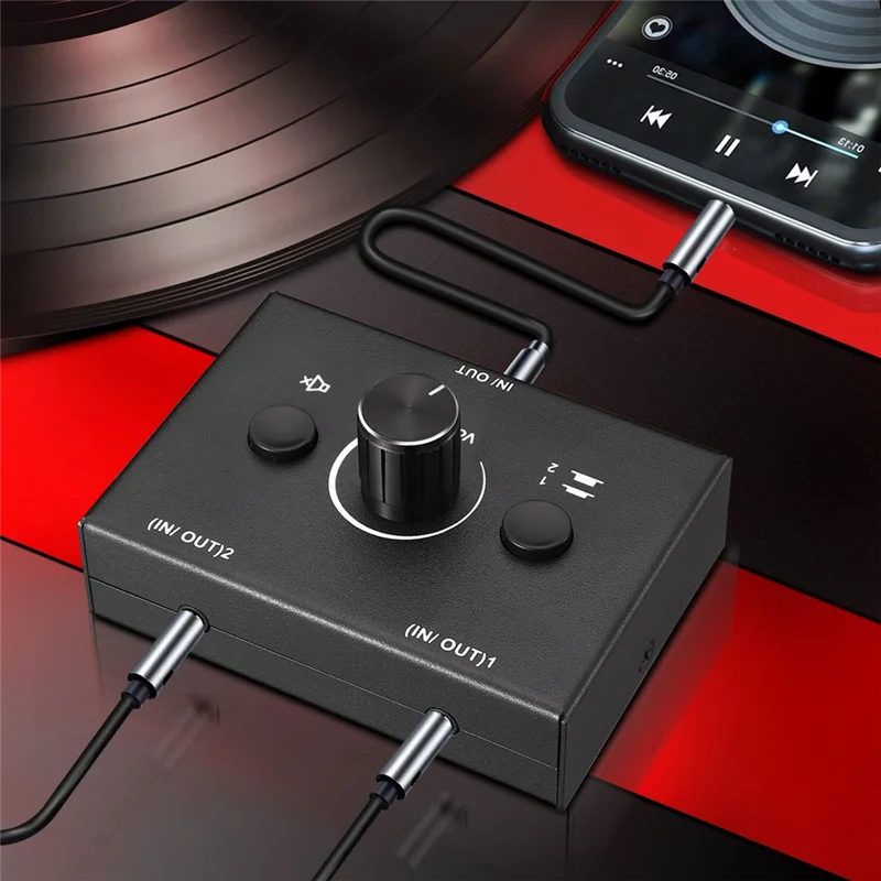최신 3.5mm 오디오 스위처, 2 입력 1 출력/1 입력 2 출력 오디오 분배기 스위처, 오디오 스위처 박스, 원키 음소거 버튼