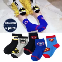 5 Pairs Children Sock Medium Length Anime Cartoon Comfort Warm High Quality Kids Baby Socks Boy Spiderman Socks Four Seasons 4