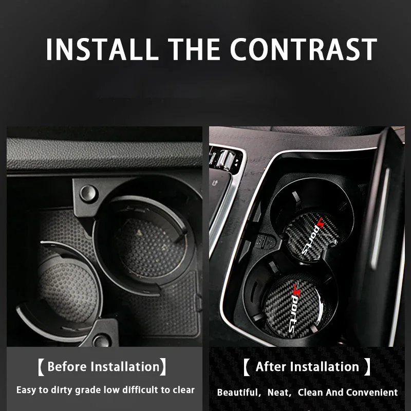 2Pcs 자동차 워터 코스터 컵 매트 병 홀더 Fiat 500 500C 500L 500X 자동차 액세서리에 대 한 Anti-slip 탄소 섬유 인테리어
