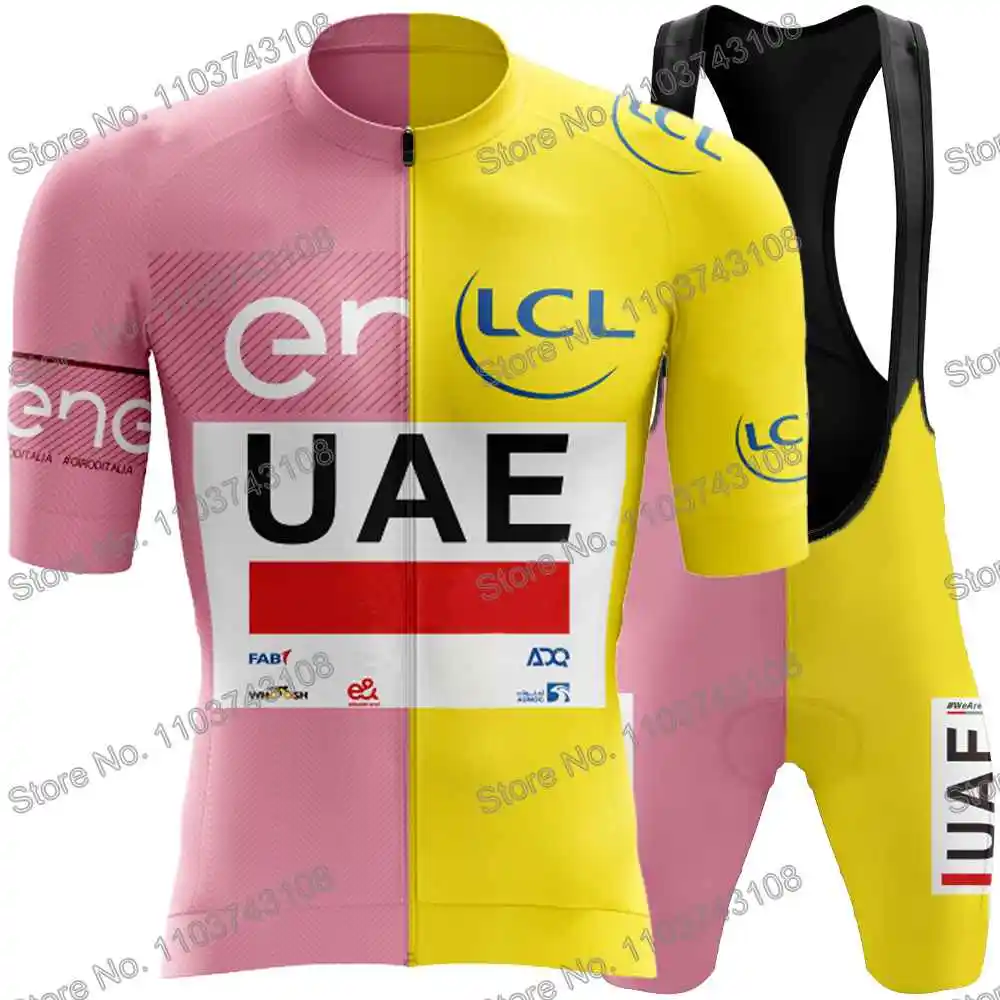 UAE Team Cycling Jersey Men's Set Summer Cycling Clothing Giro d'italia France Tour Road Bike Shirt MTB Bicycle Bib Shorts