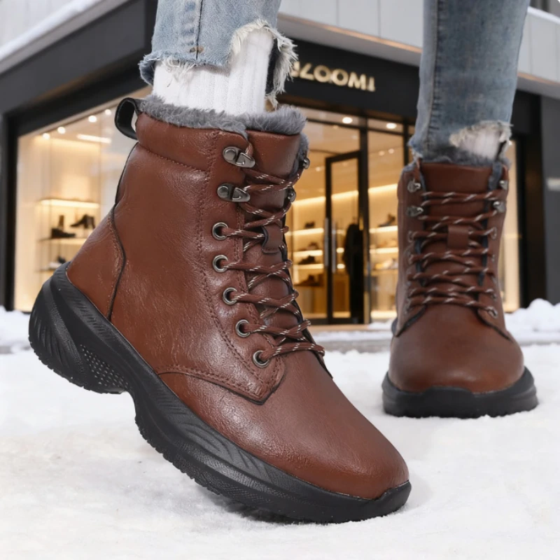 Winter Wide Toe Shoes for Women Causal Classic Plush Keep Warm Snow Boots 2025 New Waterproof Outdoor Non-Slip Lace-Up Sneakers