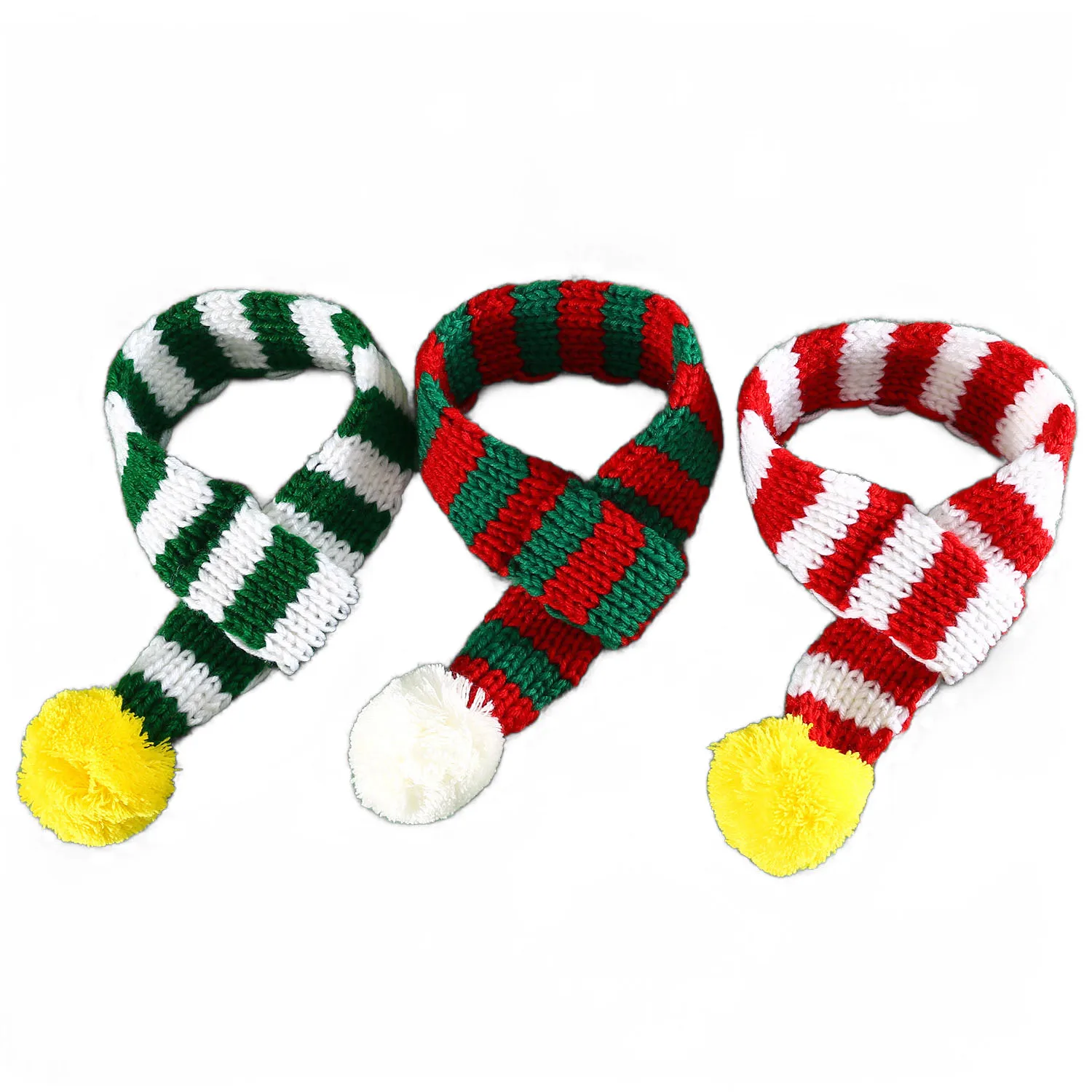 Warm Puppy Dog Scarf Red Green Knitted Scarf Xmas New Year Autumn Winter Cat Scarf Wool Christmas Decoration Pet Accessories