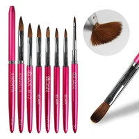 Rose Gold  Acrylic Nail Brush 3D Pure Handmade Nail Brushes For Acrylic Application Professional Nylon Nail Art Brush Set 2