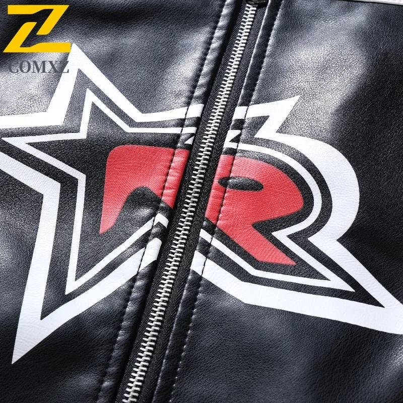 COMXZ Men Retro Leather Jacket Premium Lapel Outdoor Travel Motorcycle Coat American Style Fashion Lightweight Autumn Clothes