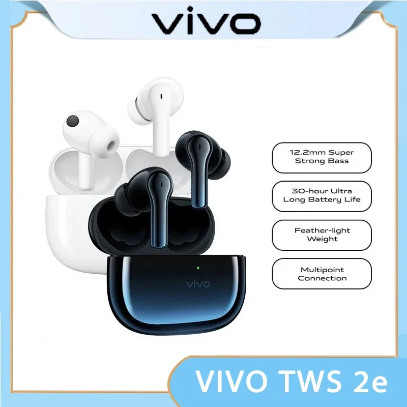 

Vivo TWS 2e Earphone Wireless Headphones Bluetooth 5.2 Earbuds Dual Mic Call Noise Cancellation 12.2mm Driver AAC