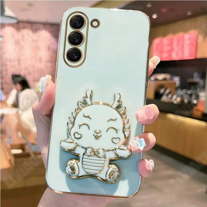 Coque plaquée Dragon mignon pour Samsung Galaxy S21, S20, S22 Ultra, S23, S21plus, S20FE, S10, S9, S8, Note 10, 20 Plus_voghion.com