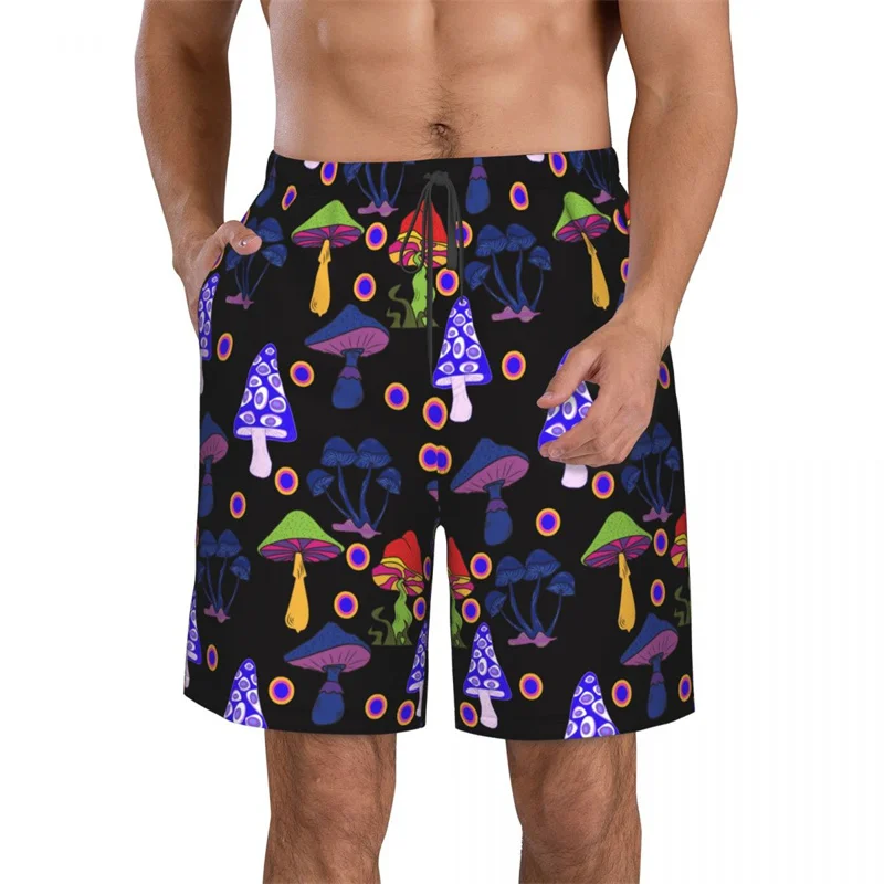 Cartoon 3D Printed Plants Mushroom Beach Shorts Men Summer Surf Board Shorts Swimsuit Cool Street Ice Short Pants Swim Trunks 3
