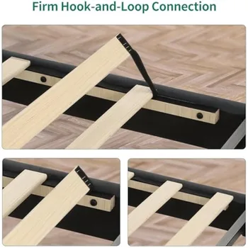 yitahome queen size bed frame with drawer, upholstered bed frame with storage, platform bed with velvet headboard, no box spring 5