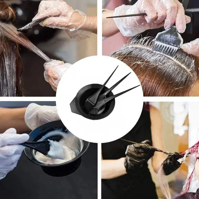 Hair Dyeing Tools Set Home Salon Hair Dyeing Brush Hair Dyeing Cream Bowl Coloring Brush Comb Earcap Clips Dyeing Cape Kits 2