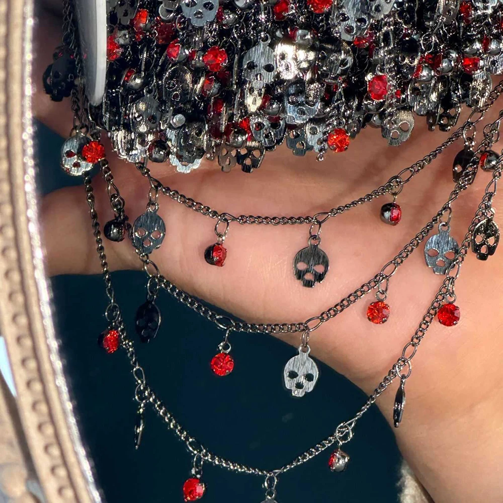 0,5/1 Meter Goth Stil Schwarz Kreuz Skelett Anhänger Kette Für DIY Halskette Frauen Einzigartige Link Ästhetischen Halloween Schmuck ﻿ ﻿ – Detail 4