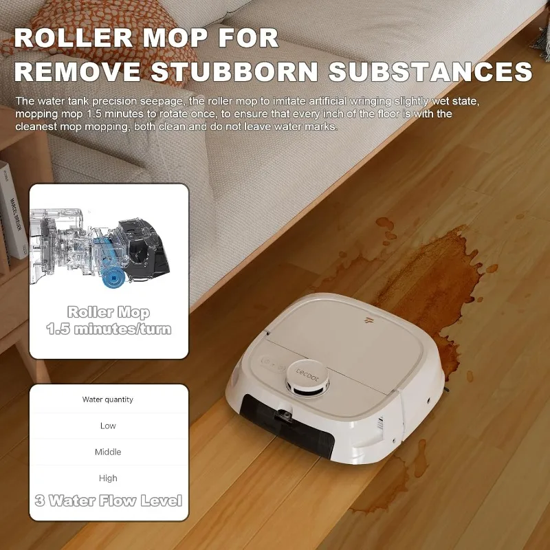 TECBOT M1 Pro Robot Vacuum and Mop-LiDAR Robotic Vacuum Cleaner for Home with Pet Hair,Carpet,Hardwood Floors,Auto Smart Mopping