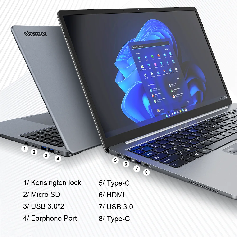 Ninkear A15 Pro Laptop 16" IPS 2.5K FHD AMD Ryzen5 5500U Notebook 16G DDR4+512GB 54Wh Battery Windows11 PRO Computer