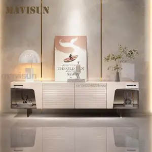 Модная ТВ-подставка Mavisun, мебель для гостиной с прозрачной стеклянной отделкой, металлические основы, цельная деревянная рама, дизайнерский ТВ Cbainet