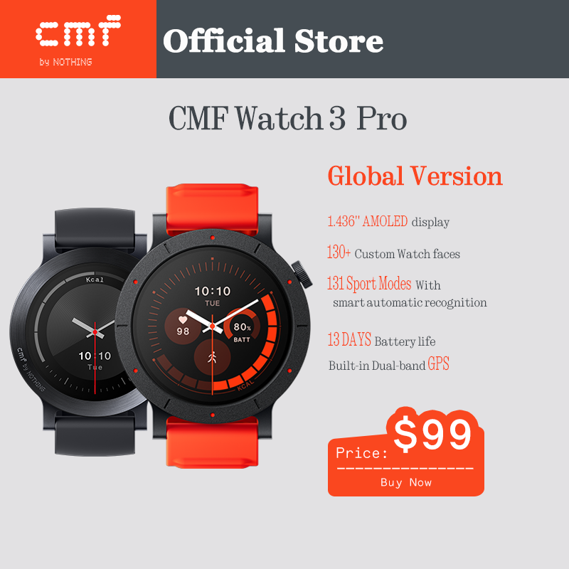 Global Version CMF Watch 3 Pro 1.43"AMOLED display Dual-Band GPS Bluetooth call IP68