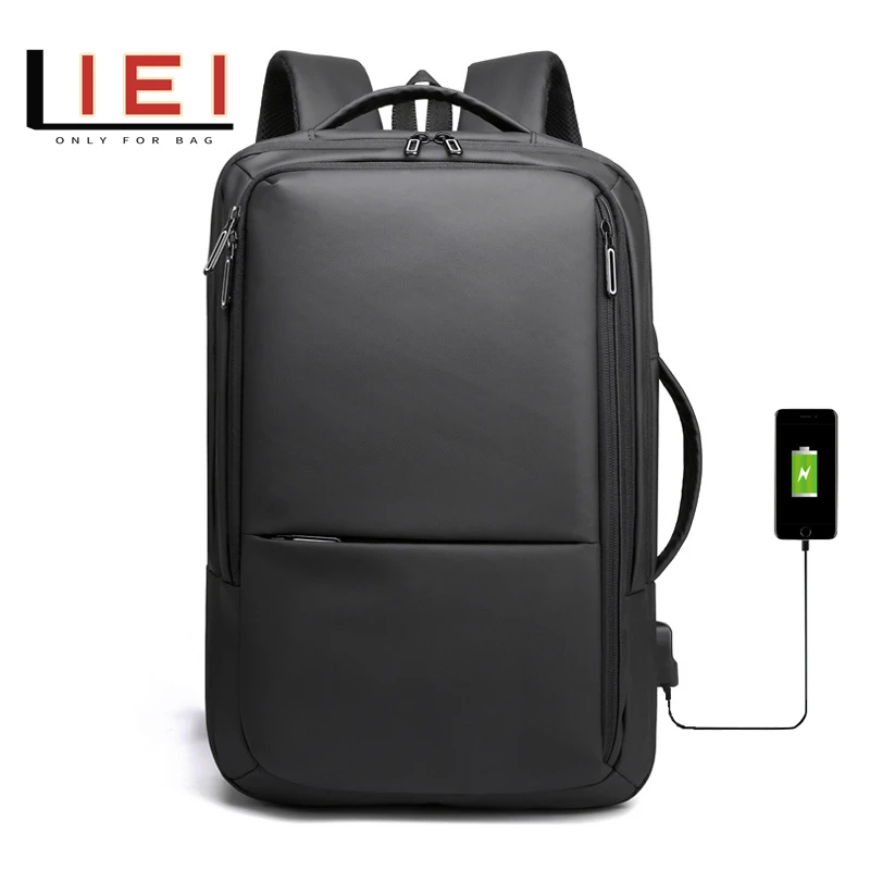 

Business Men's Backpack USB Large Capacity Travel Leisure Solid Color Collage Computer Backpack Fashion Male Students Schoolbag