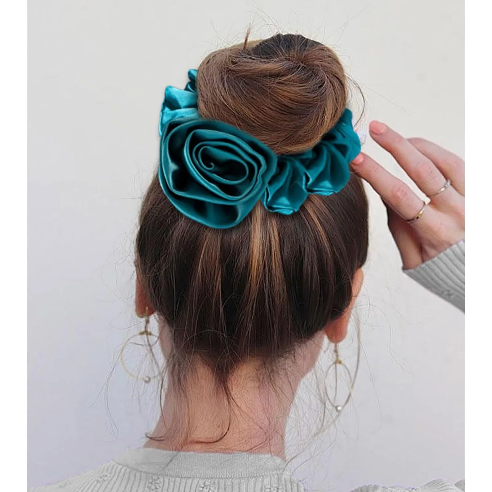 1PC Pack Rose - Shaped Hair Scrunchies, Elegant Flower Hair Ties, Ideal for Women's Stylish Ponytails and Buns