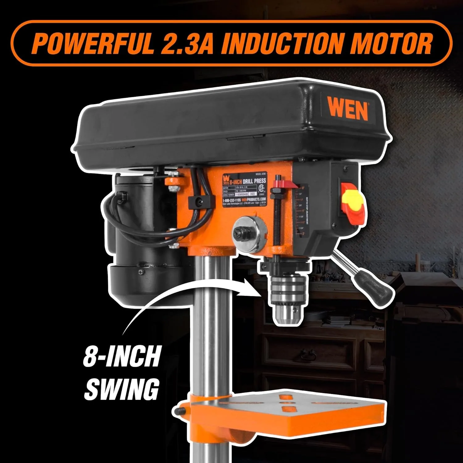 2.3-Amp 8-Inch 5-Speed Cast Iron Benchtop Drill Press (4206T) woodworking drill accessories