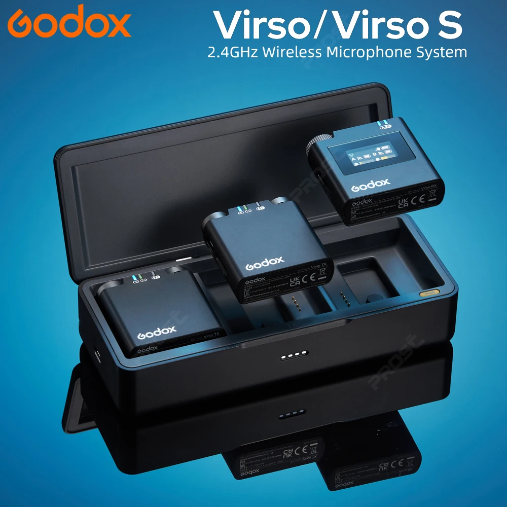 Godox Virso 무선 마이크, 인터뷰 녹화용, Virso S 송신기, 용 리시버 라발리에 마이크, M1 M2, 2.4GHz