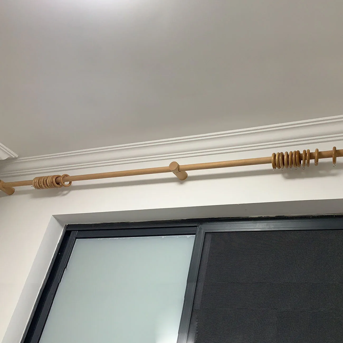 Beech Solid Wood Curtain Rods Roman Poles Single Double Rod Japanese Wooden Track Brackets Holder Rings Accessories Customized