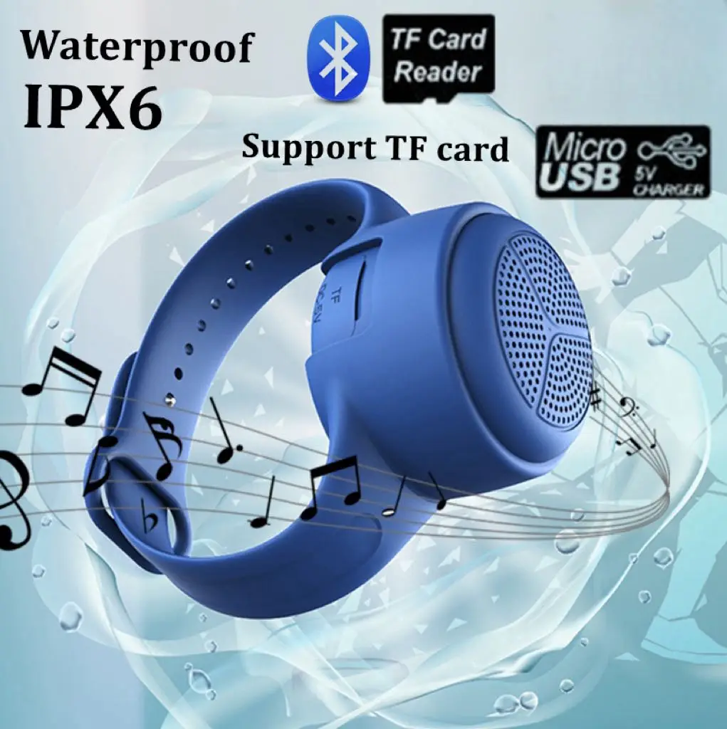 Waterproof Bluetooth speaker Portable Wristwatch Mini TWS Bluetooth Speakers IPX6 Outdoor Sport Swimming Run, Support TF card