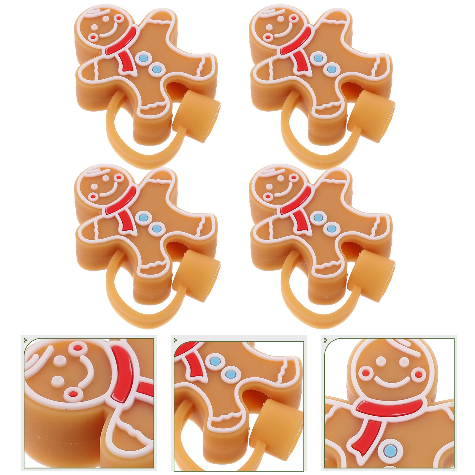 4 Pcs Pipette Tip Christmas Straw Dust Cap Reusable Party Decoration ( Candy Man) 4pcs Straws Silica Gel Caps For