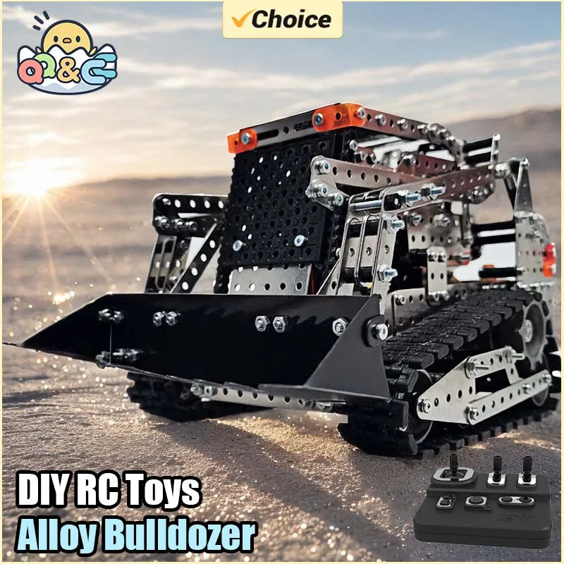 Stainless Steel RC Bulldozer Tracked Truck Toy with 2.4G Remote Control