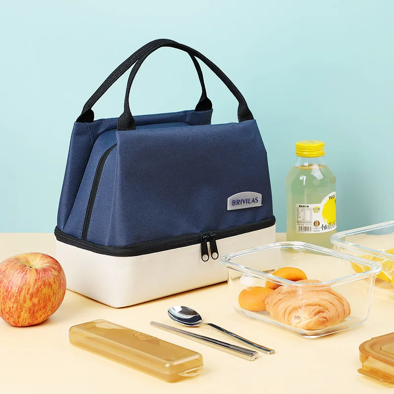 Portable Insulated Bag Outdoor Picnic Double-Layer Lunch Bag Aluminum Foil Waterproof Color