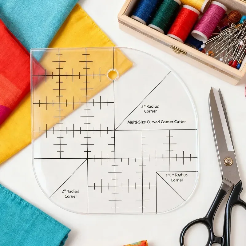 둥근 모서리가 있는 아크릴 재봉 자, 곡선 모서리 커터 자, 다기능 의류 재봉 템플릿, 패치워크 도구