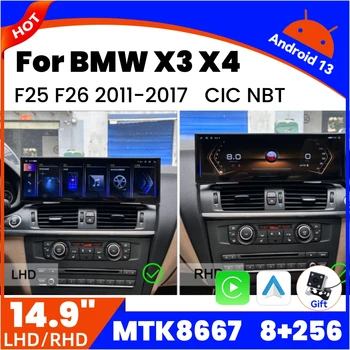 14.9 inch Car Radio For BMW X3 F25 X4 F26 CIC NBT Stereo System Wireless CarPlay Android Auto Multimedia Player Screen Head Unit