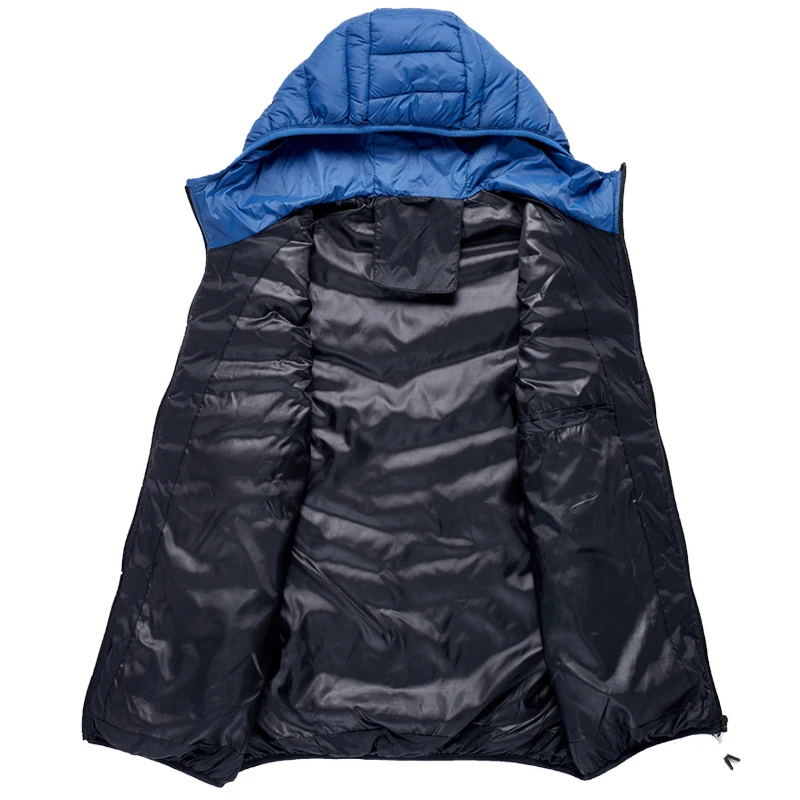 S.T.G 2022 Men Sleeveless Down Vests Stitching Color Hooded Patchwork Jackets Hot Fashion Male Winter Casual Waistco