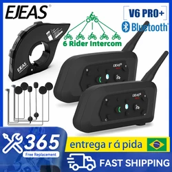EJEAS V6 PRO+ Motorcycle Helmet Intercom Bluetooth Headset 800M Interphone Support EUC Remote Control Function 6Rider Waterproof