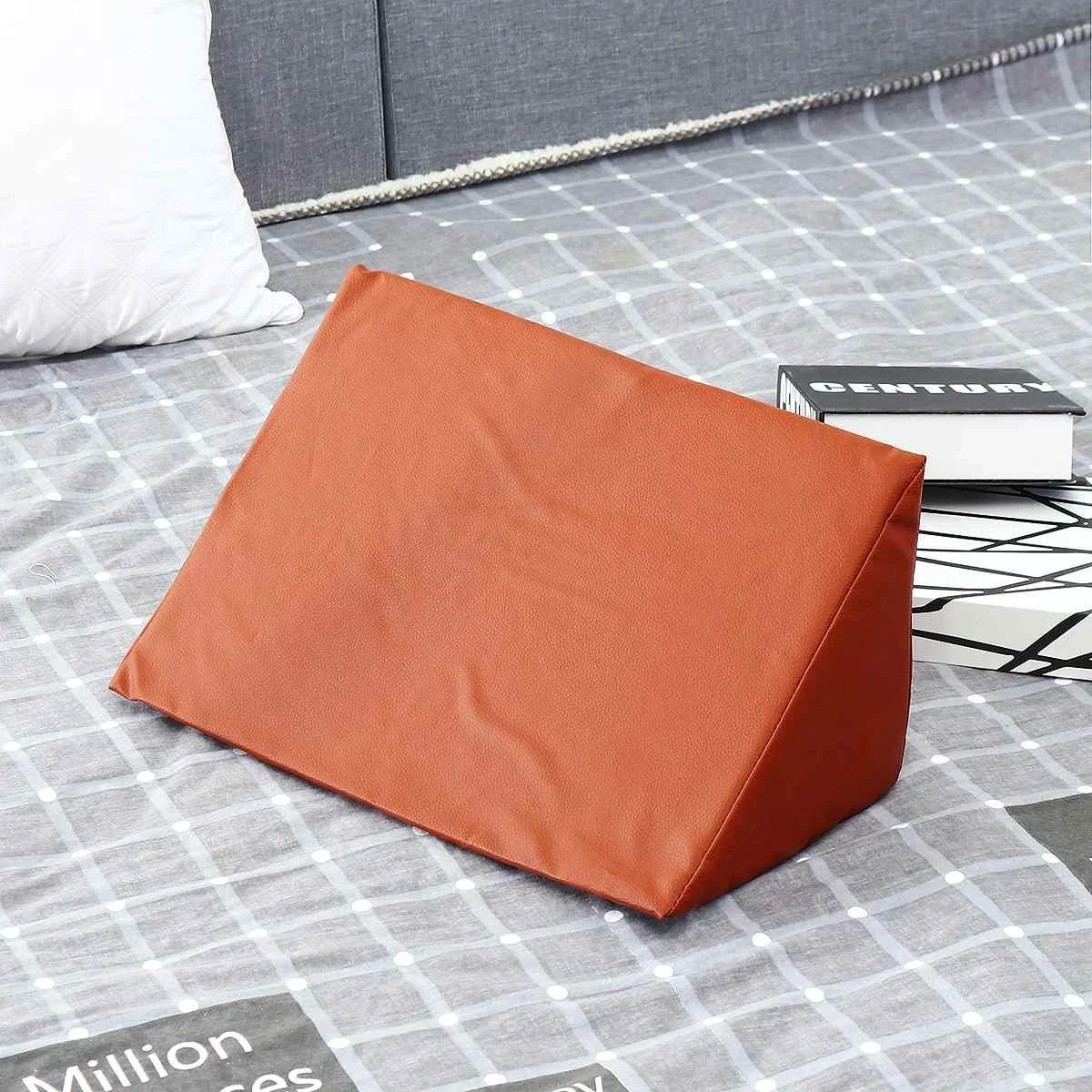 3 Color Orthopedic Acid Reflux Bed Wedge Pillow Soft Leather Sponge Back Leg Elevation Cushion Pad Triangle Pillow Cover Bedding 5